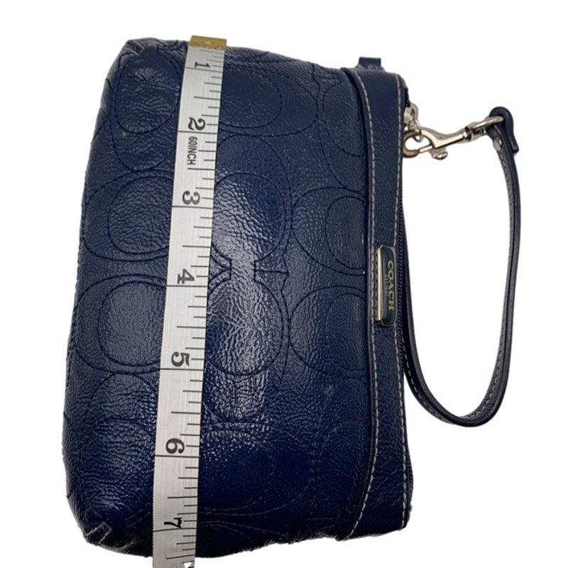 SALE COACH Blue Signature Patent Leather Wristlet