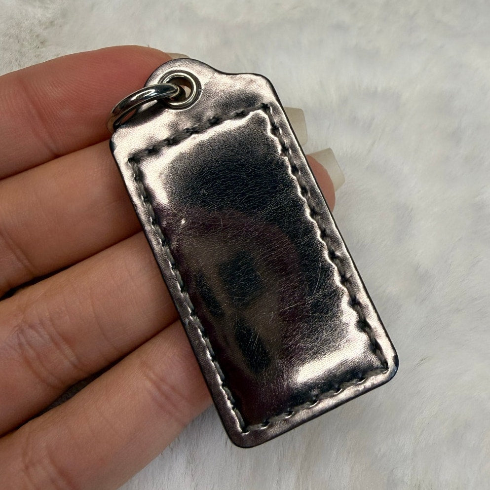 1.5" COACH Silver Fob Bag Charm Hang tag Hangtag