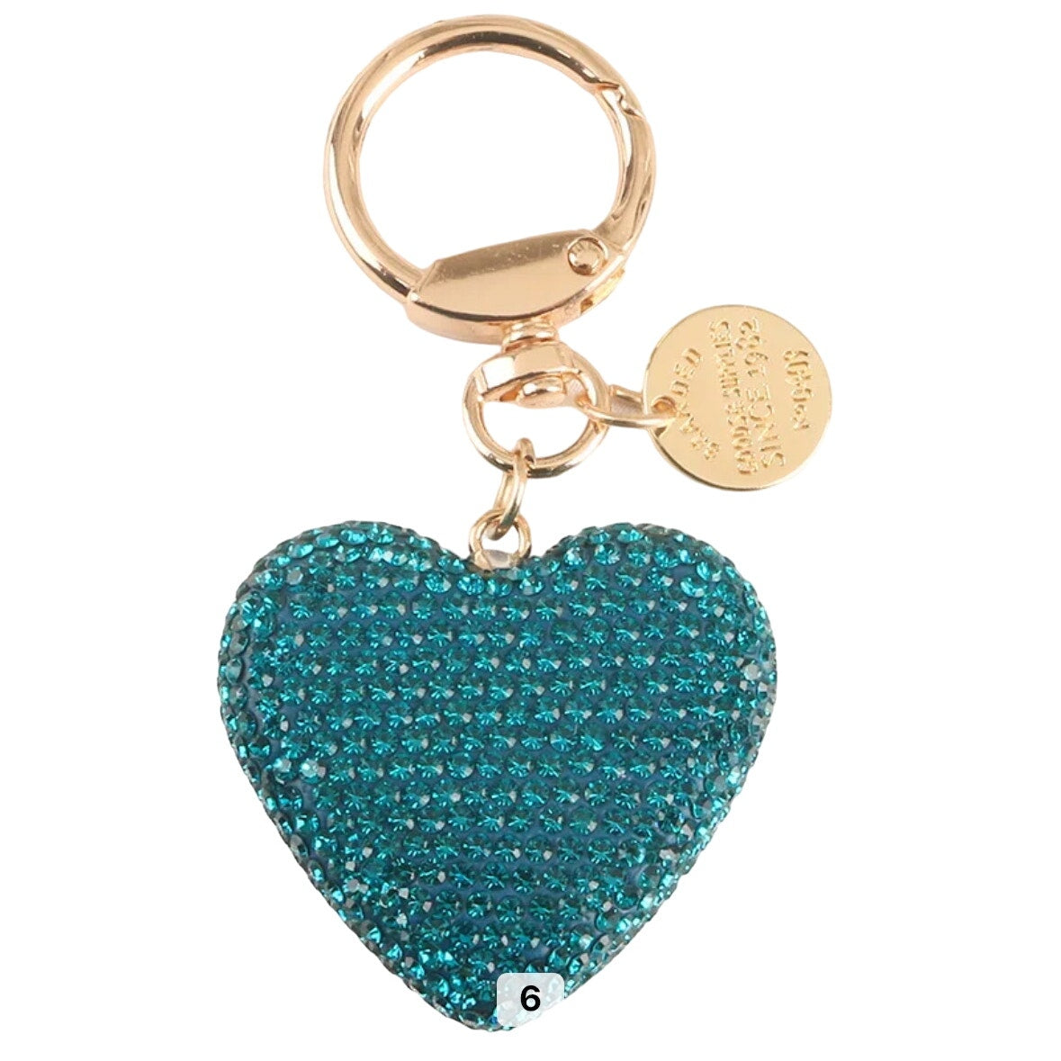 Blue (1) Rhinestone Heart Keychain Couple Peach Crystal Handbag Purse charm