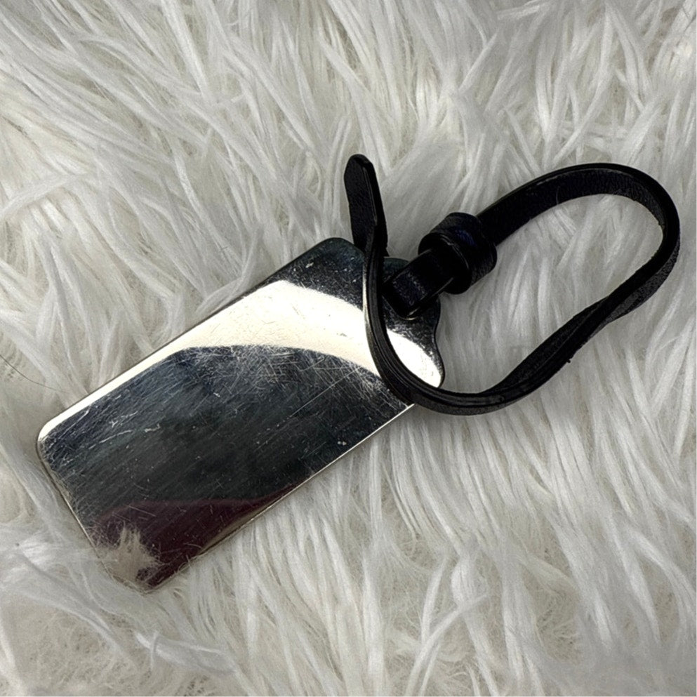 2" COACH Black Silver Fob Bag Charm Hang tag Hangtag