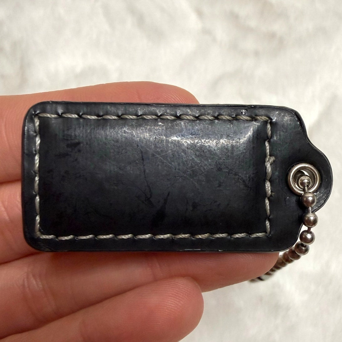 1.5" COACH Black Fob Bag Charm Hang tag Hangtag