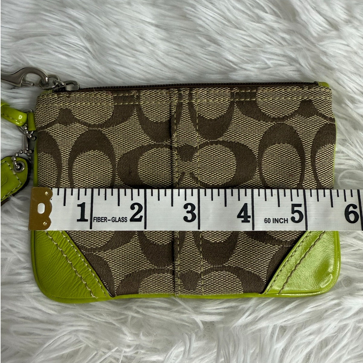 COACH y2k Soho Lime Brown Signature Canvas Wristlet