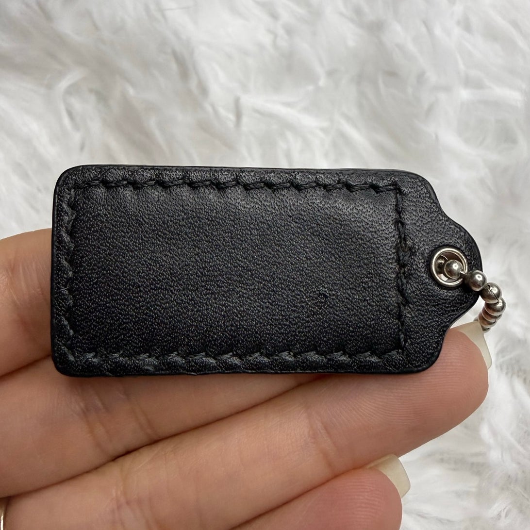 1.5" COACH Black Fob Bag Charm Hang tag Hangtag