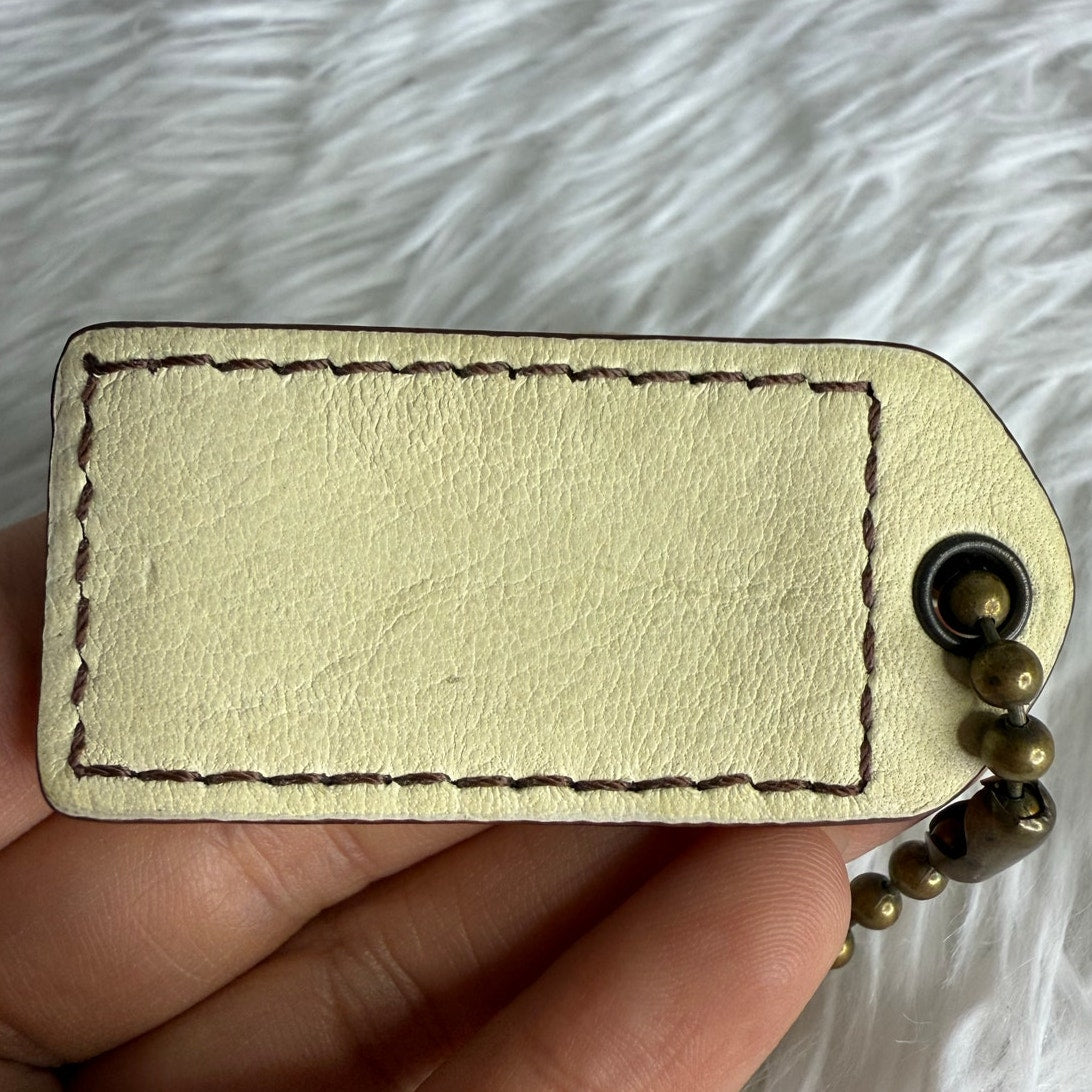 2" y2k COACH Vintage Cream Fob Bag Charm Hang tag Hangtag