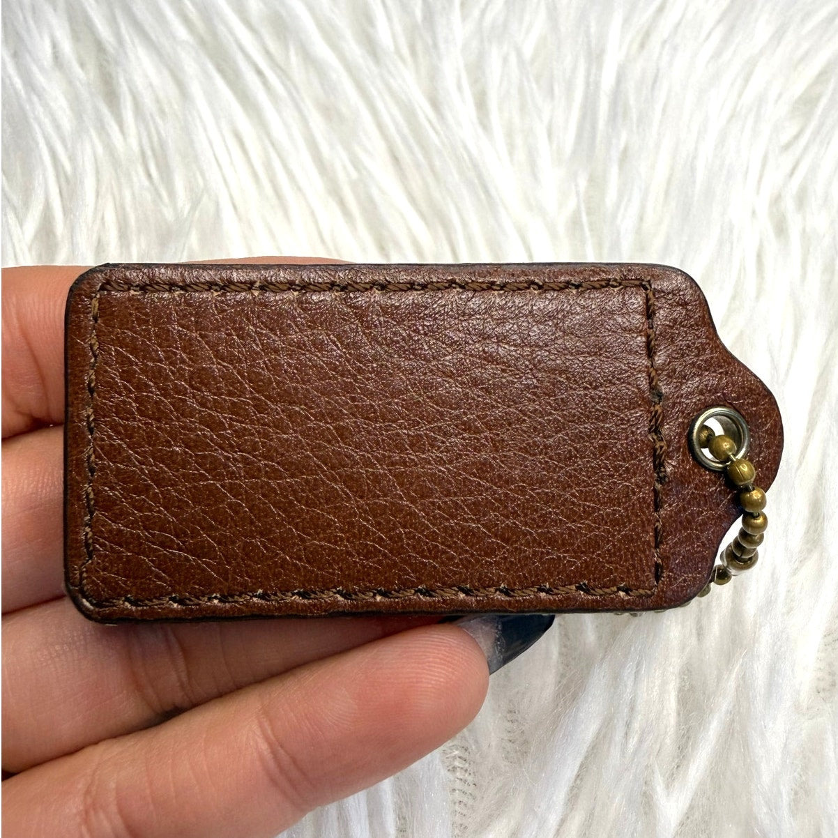 2" COACH Brown Fob Bag Charm Hang tag Hangtag