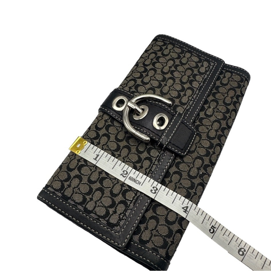Vintage COACH y2k Soho Black Gray Buckle Signature Canvas Wallet