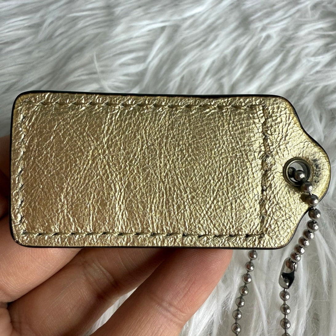2" COACH Gold Fob Bag Charm Hang tag Hangtag
