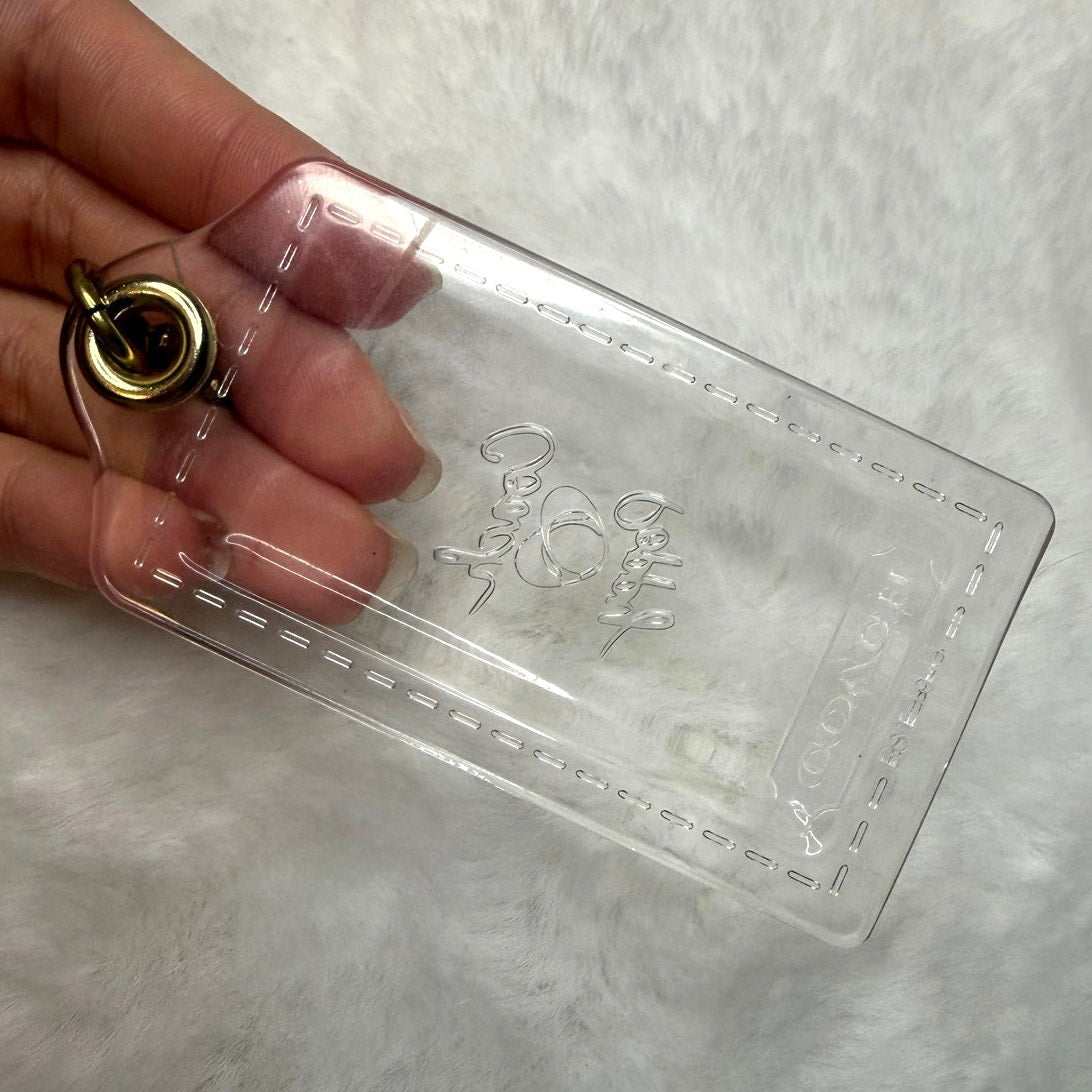 3" COACH Poppy Clear Signature Fob Bag Charm Hang tag Hangtag