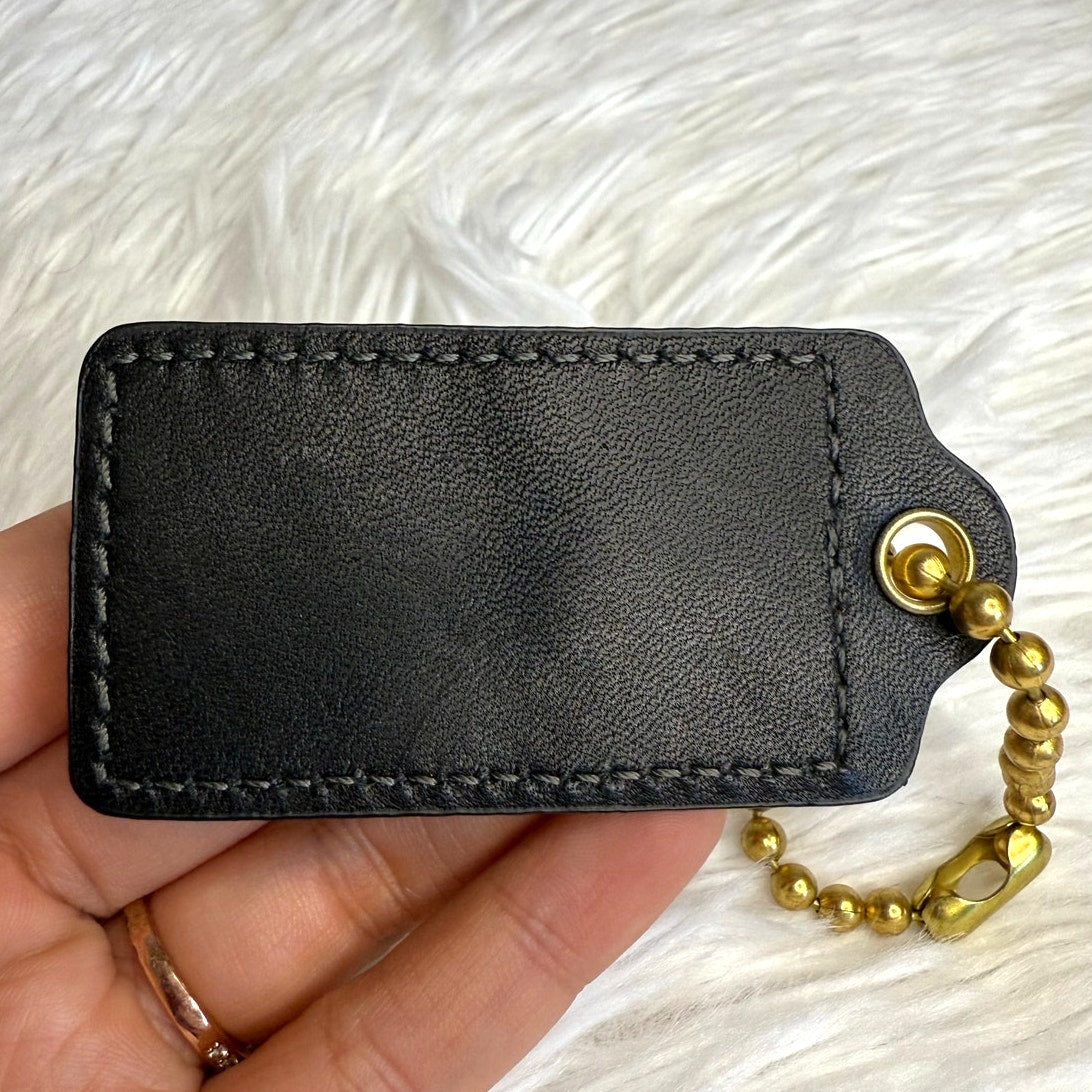 2.5" COACH Black Fob Bag Charm Hang tag Hangtag