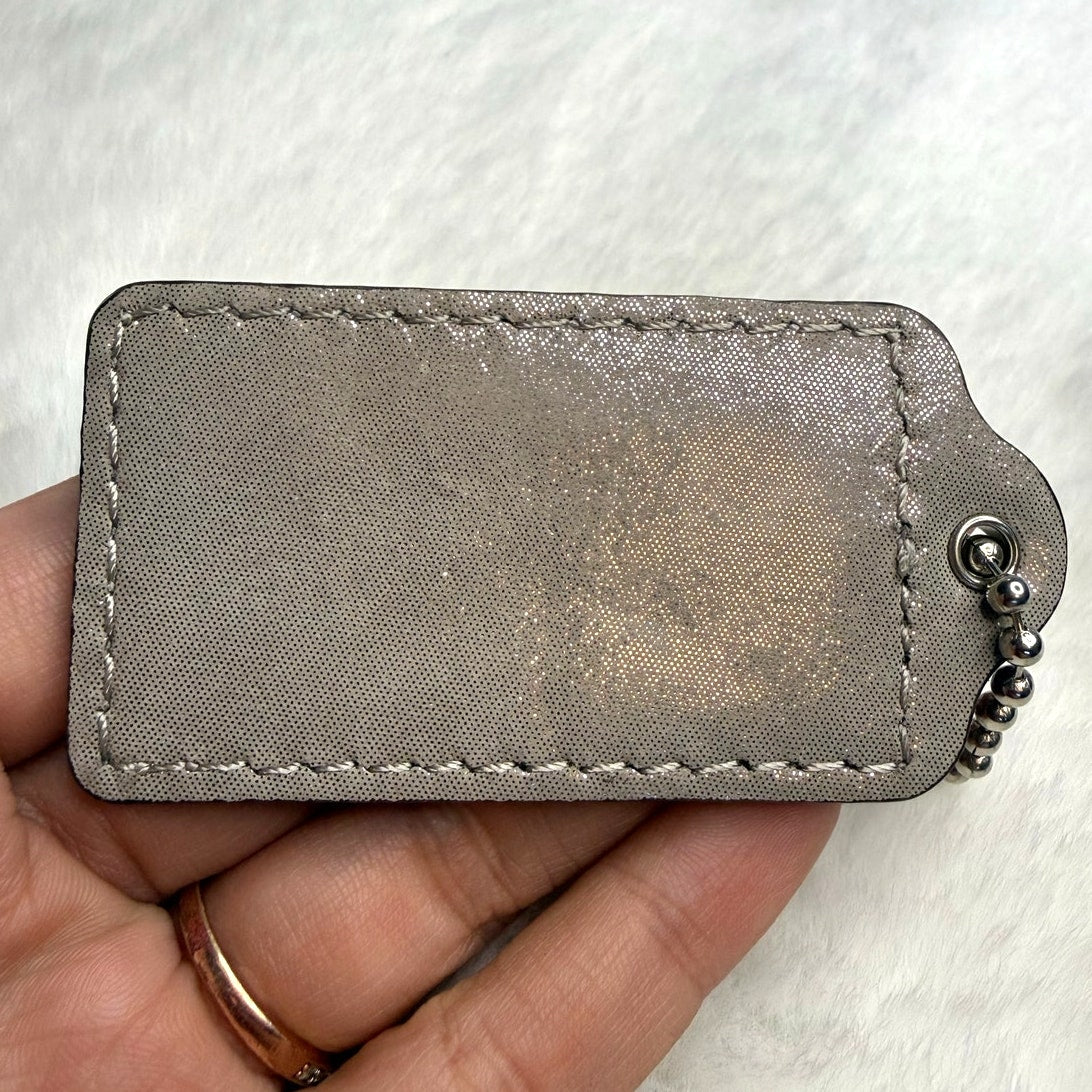 2" Coach Silver Shimmer Fob Bag Charm Hang tag Hangtag