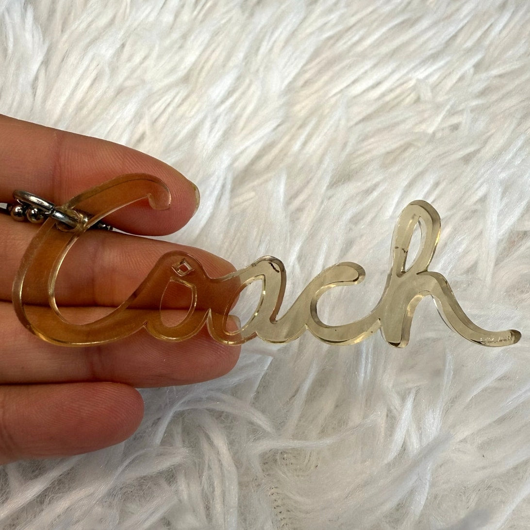 3" COACH Poppy Script Fob Bag Charm Hang tag Hangtag