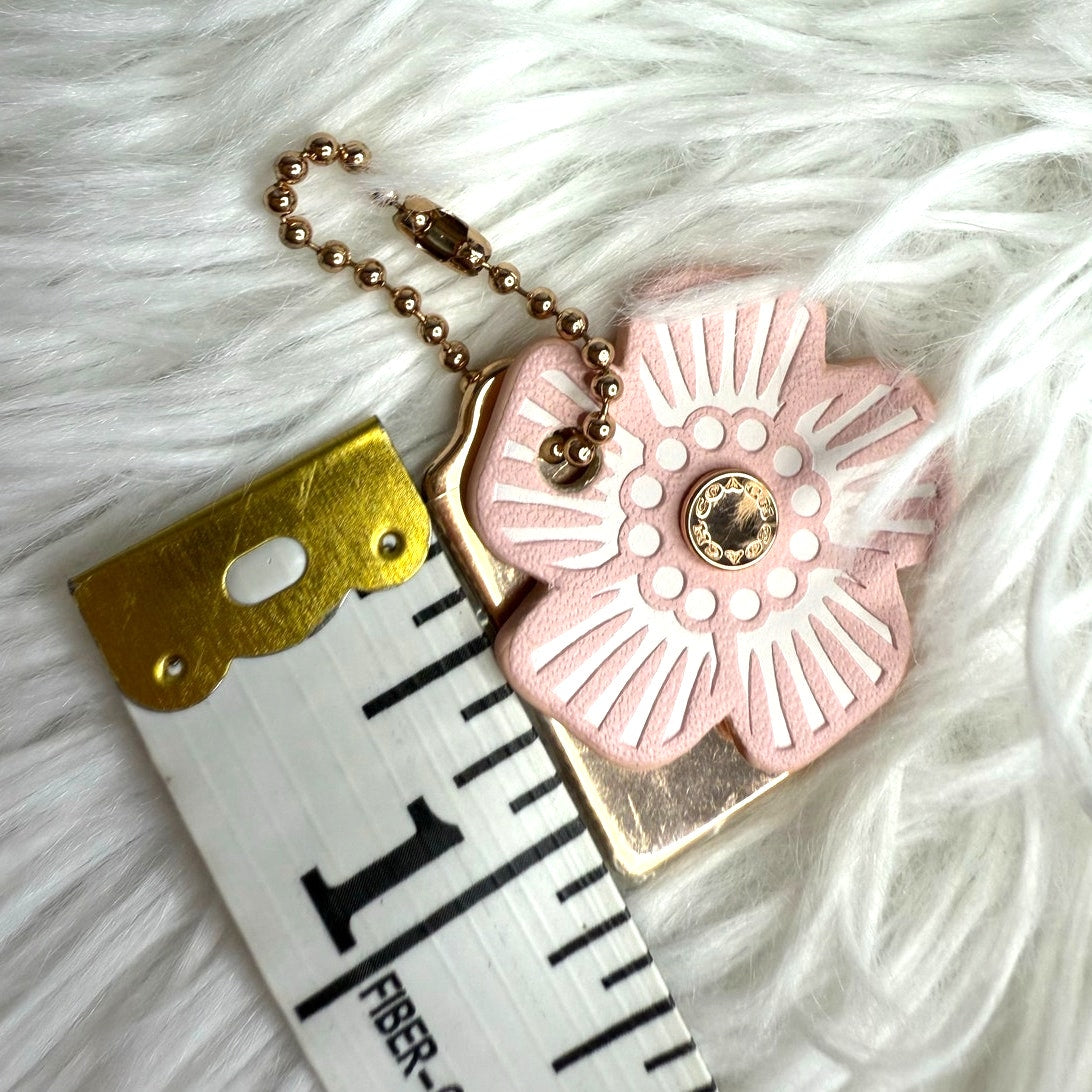 COACH Gold Tea Rose Flower Floral Bag Charm Hang Tag Hangtag