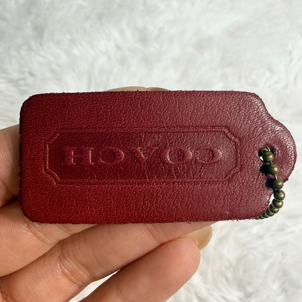2" Vintage COACH Red Double Sided Fob Bag Charm Hang tag Hangtag