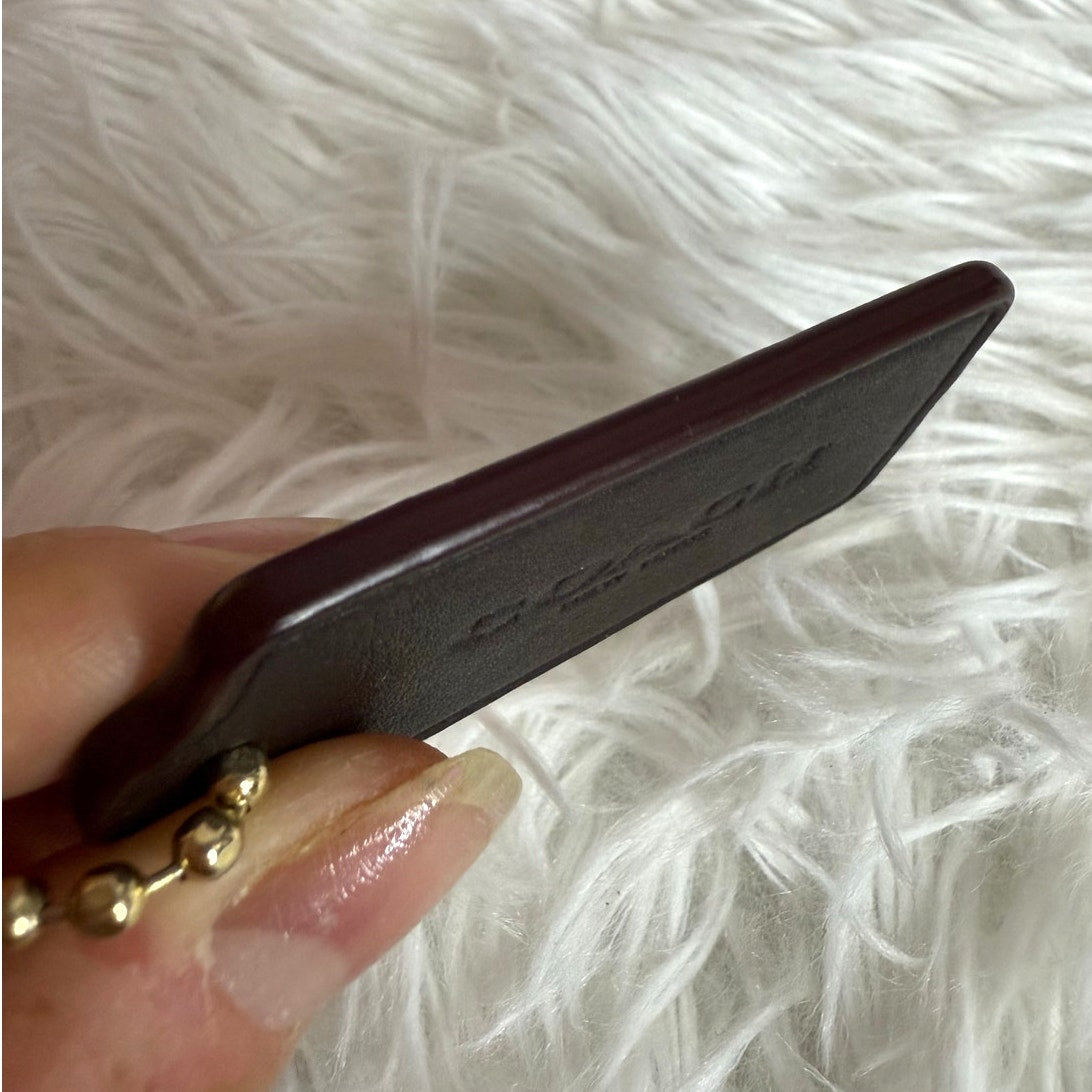 2" COACH Black Brown Fob Bag Charm Hang tag Hangtag