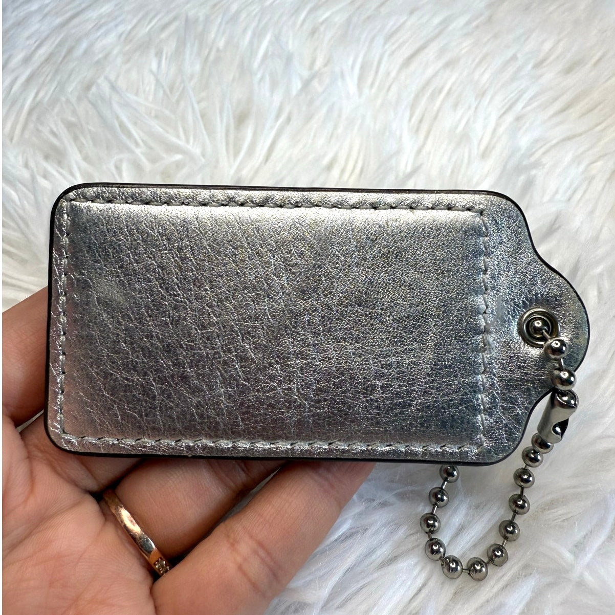 3" COACH Silver Fob Bag Charm Hang tag Hangtag