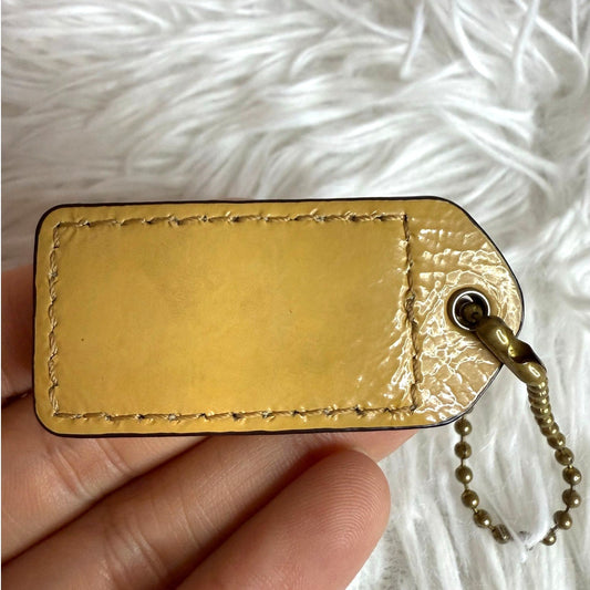 1.5" y2k COACH Yellow Tan Fob Bag Charm Hang tag Hangtag