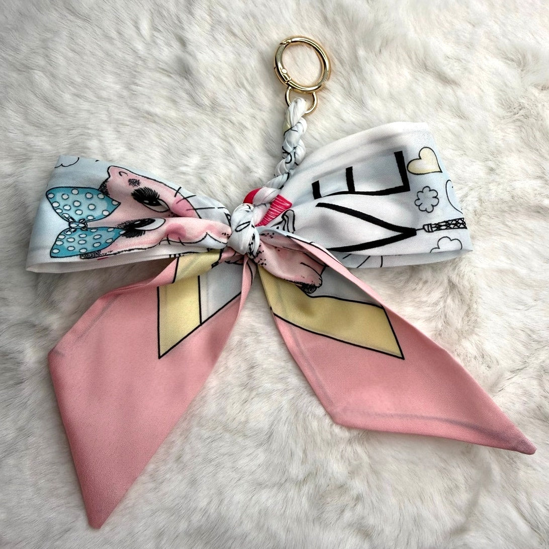 New Weave Bowknot Pendant Bag Charm Soft Silk Scarf Keychain Fashion Charm
