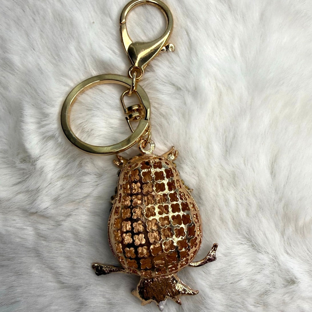 Cute Animal Owl Rhinestone Crystal Owl Keychain Fashion Charm Bag Charm