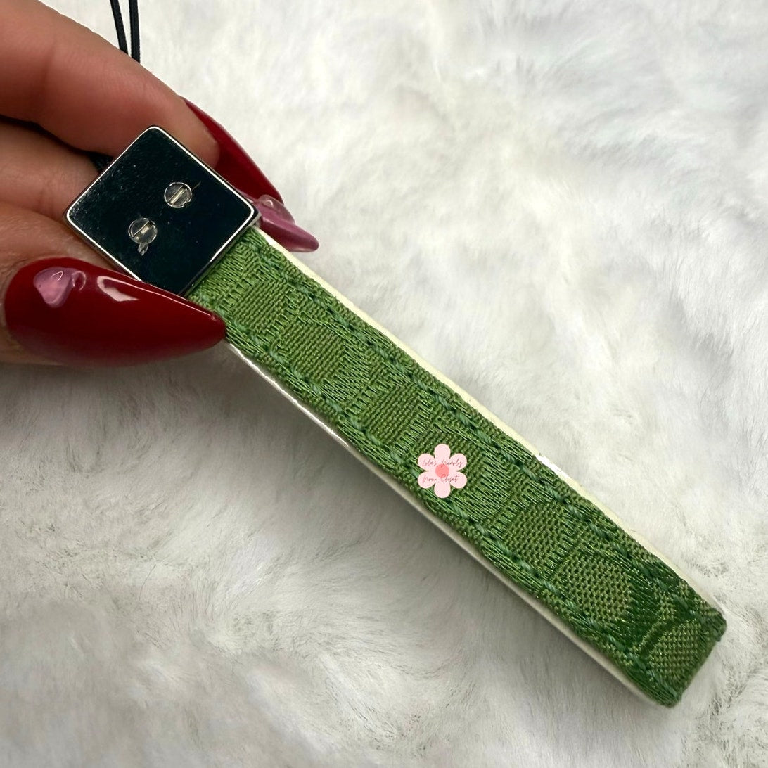 3" Y2K COACH Green Signature Canvas Patent Leather Bag Charm Key Fob