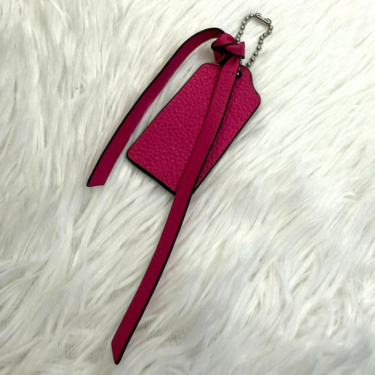 2" 1.5" COACH Fuchsia Metal Fob Bag Charm Hang tag Hangtag Set
