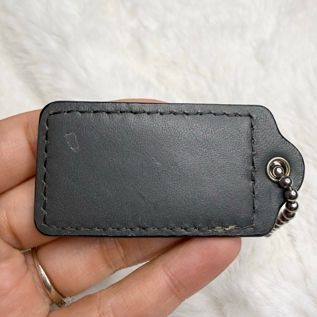 2” COACH Metallic Silver Fob Bag Charm Hang tag Hangtag