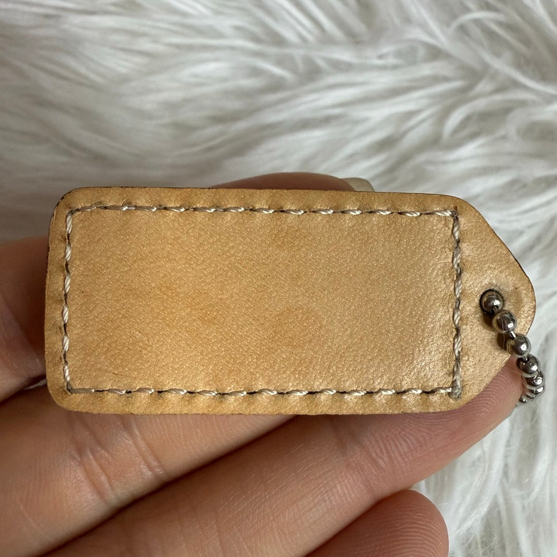 1.5" y2k COACH Vintag Tan Fob Bag Charm Hang tag Hangtag