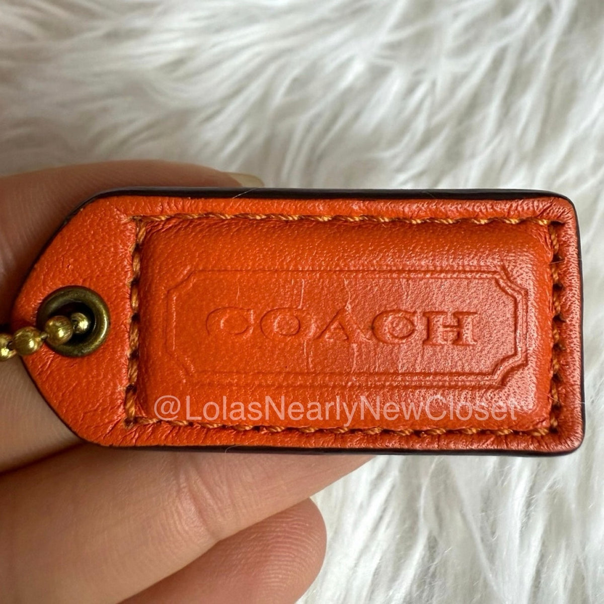2" y2k COACH Orange Fob Bag Charm Hang tag Hangtag