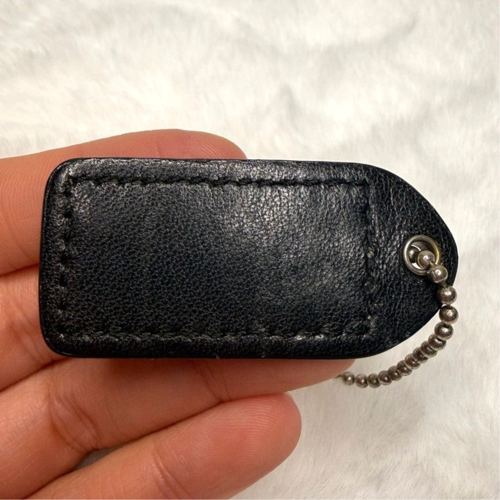 1.5" COACH Patent Leather Black Fob Bag Charm Hang tag Hangtag