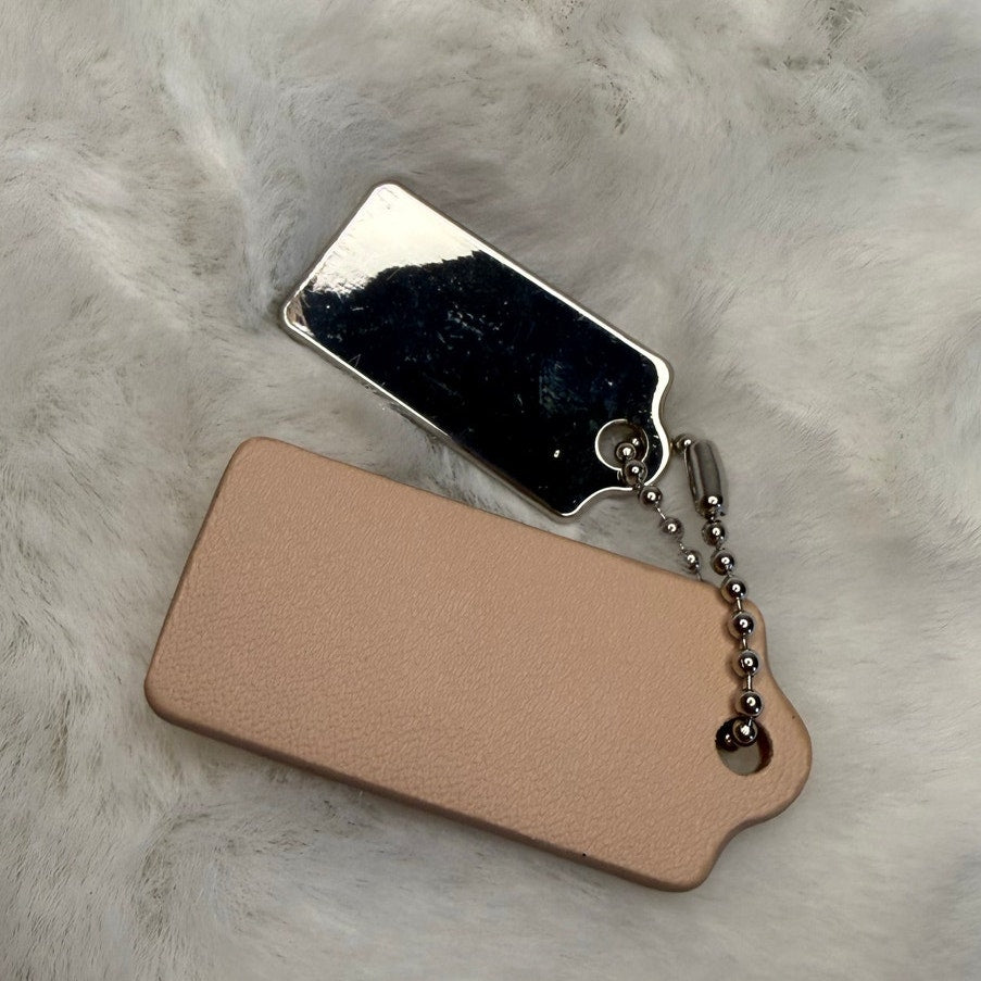 1.5" COACH Cream Silver Hang Tag Key Fob Bag Charm Set