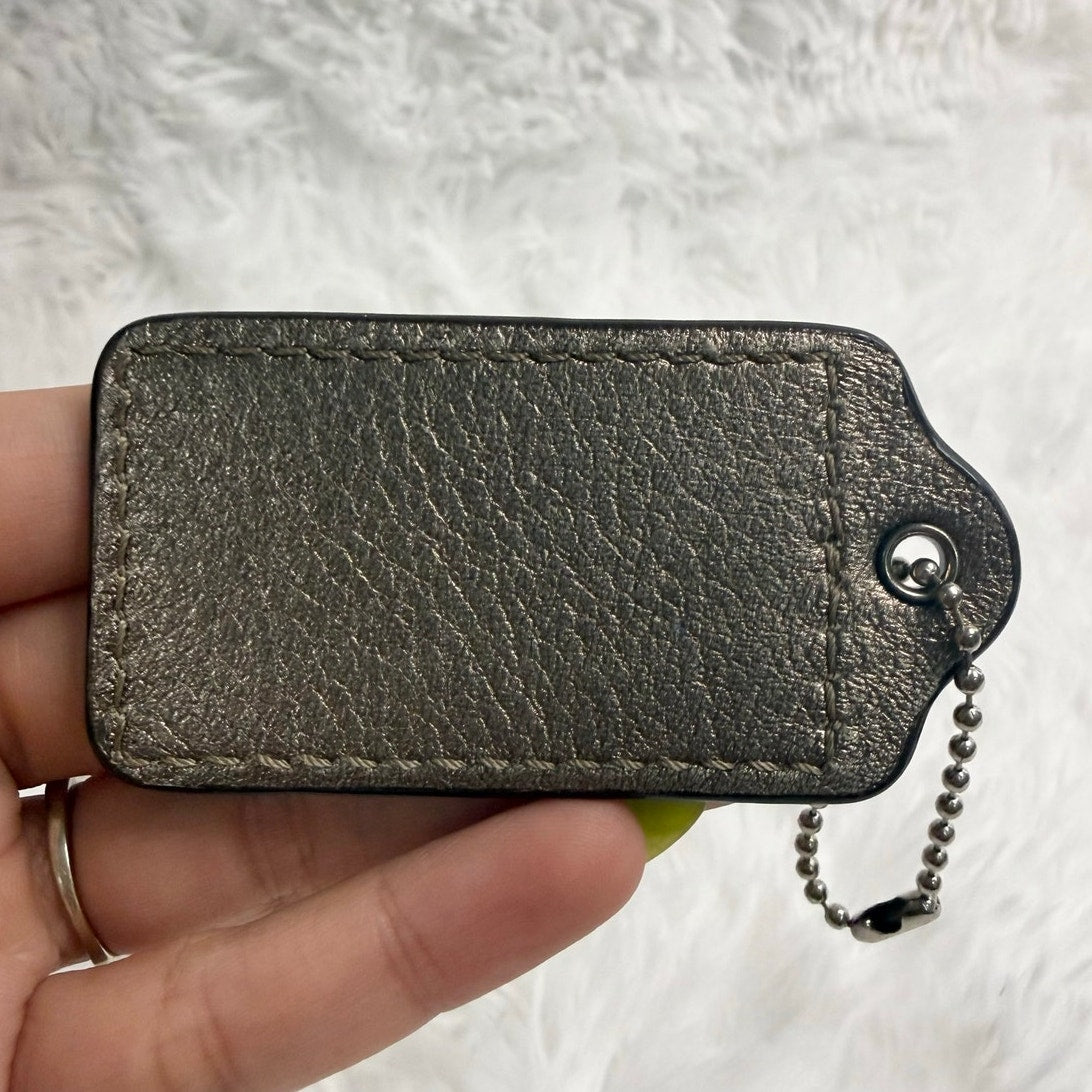 2" COACH Metallic Silver Fob Bag Charm Hang tag Hangtag