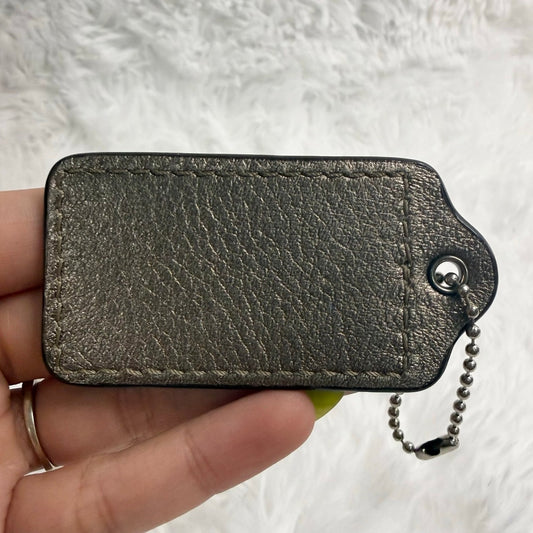 2" COACH Metallic Silver Fob Bag Charm Hang tag Hangtag