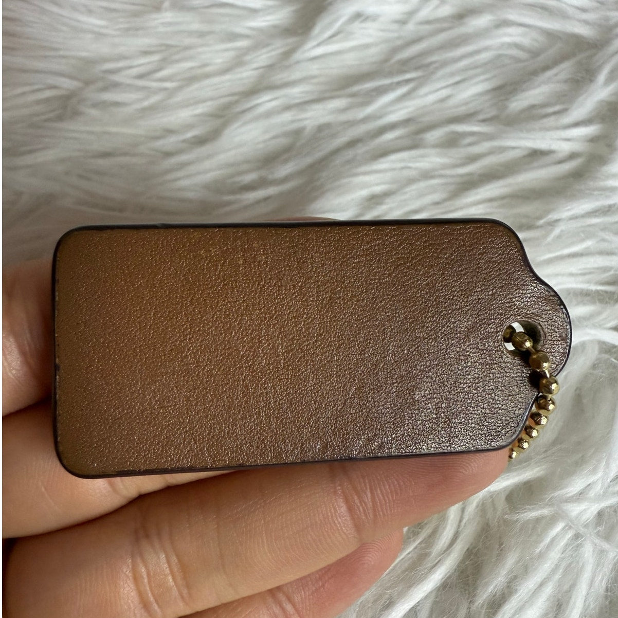 2" COACH Brown Fob Bag Charm Hang tag Hangtag