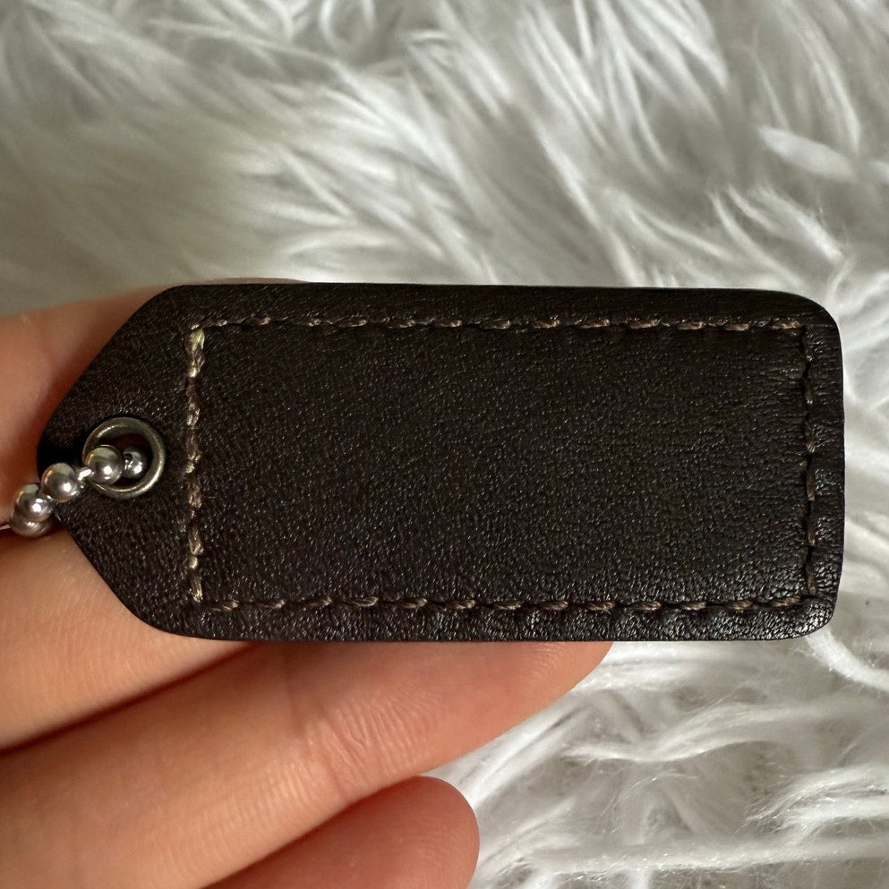 1.5" y2k COACH Dark Brown Fob Bag Charm Hang tag Hangtag