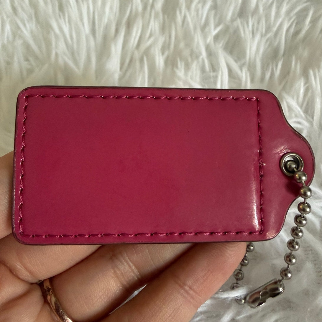 2.5" COACH Pink Patent Leather Fob Bag Charm Hang tag Hangtag