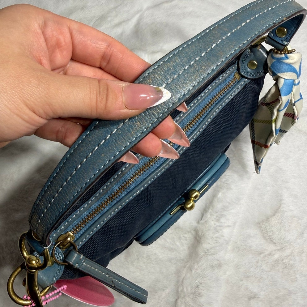 y2k COACH Vintage Kisslock Stripe Top Handle Mini Purse