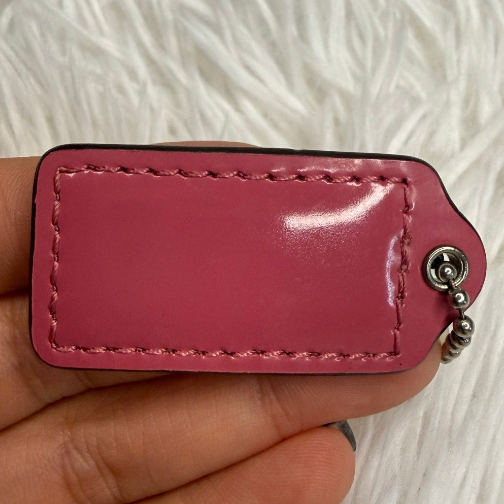 1.5” COACH Patent Leather Pink Fob Bag Charm Hang tag Hangtag