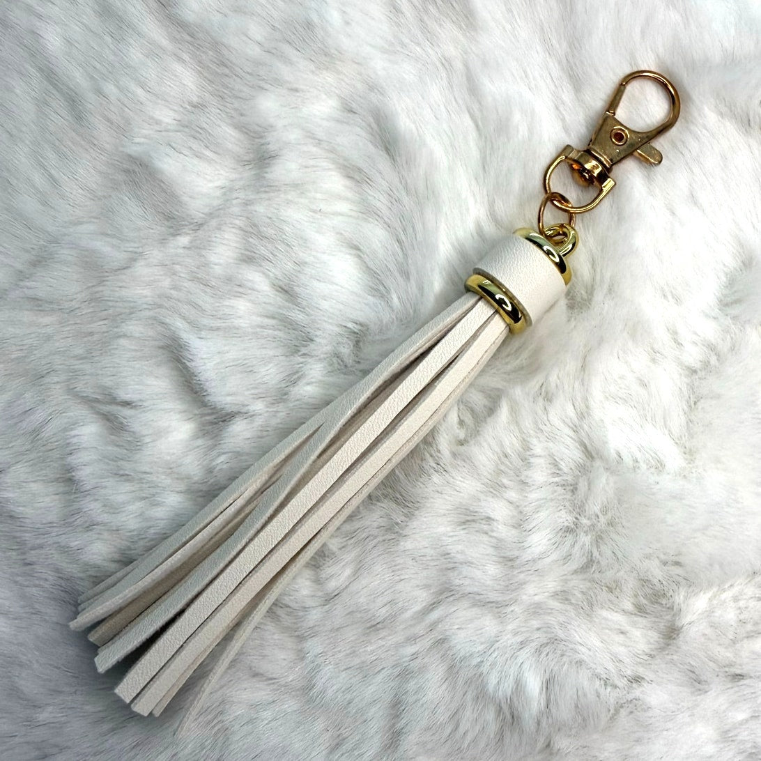 NEW White Tassel Bag Charm Tassels Keychains Purse Fashion Charm