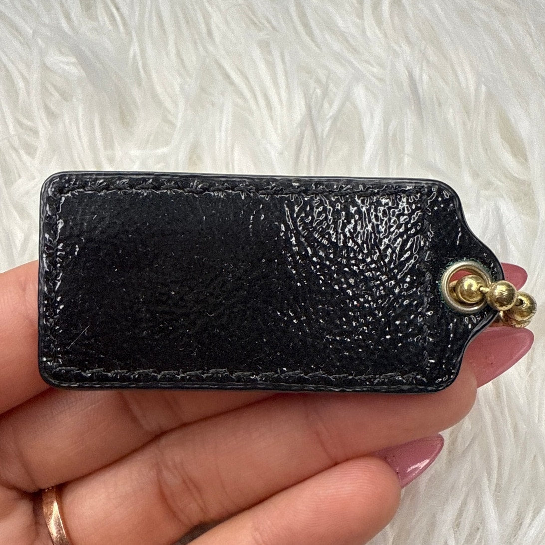 1.5" COACH Black patent leather Fob Bag Charm Hang tag Hangtag