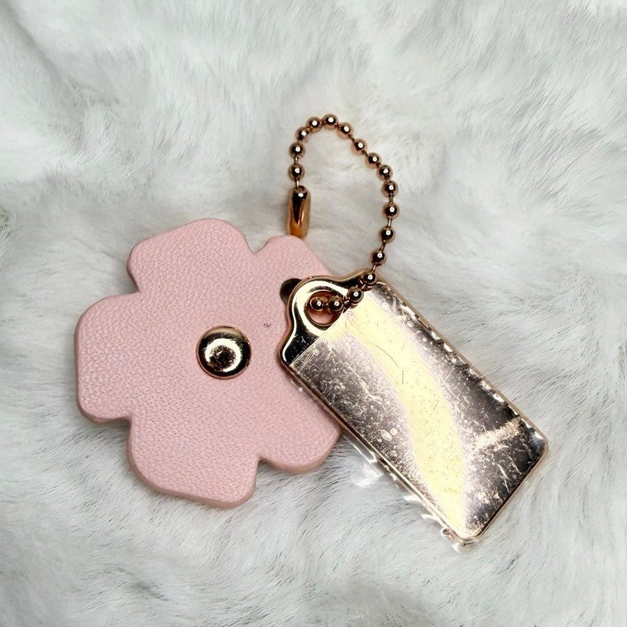 1" COACH Gold Tea Rose Flower Floral Bag Charm Hang Tag