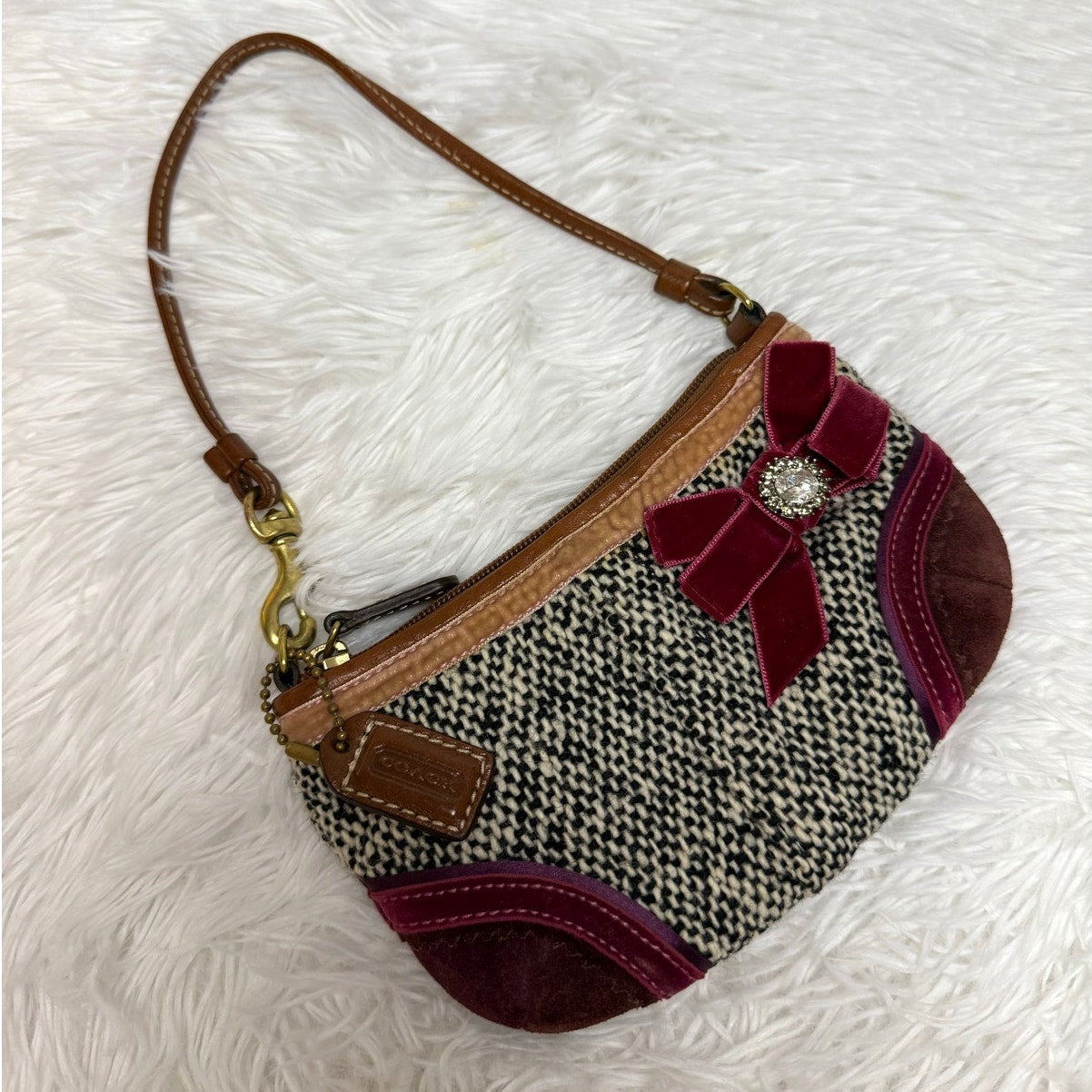 COACH y2k Limited Edition Soho Tweed Ribbon Bow Mini Purse Bag Charm