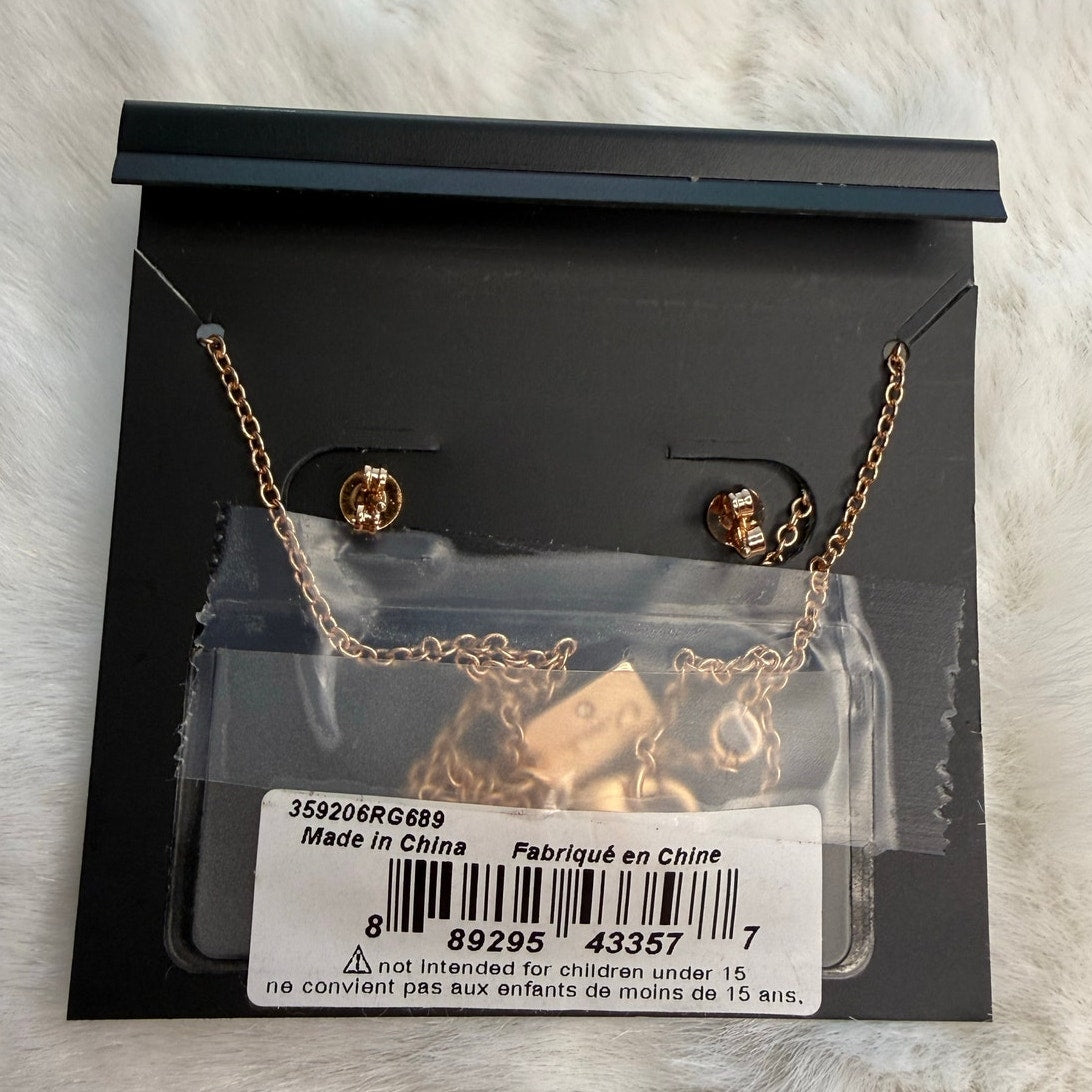 NWT COACH Signature Rose Gold Tone Floral Earrings Studs and Necklace Set