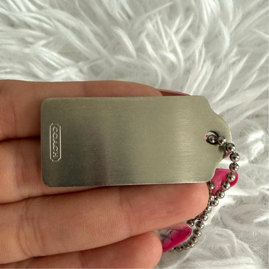 1.5" y2k COACH Metal Silver Fob Bag Charm Hang tag Hangtag