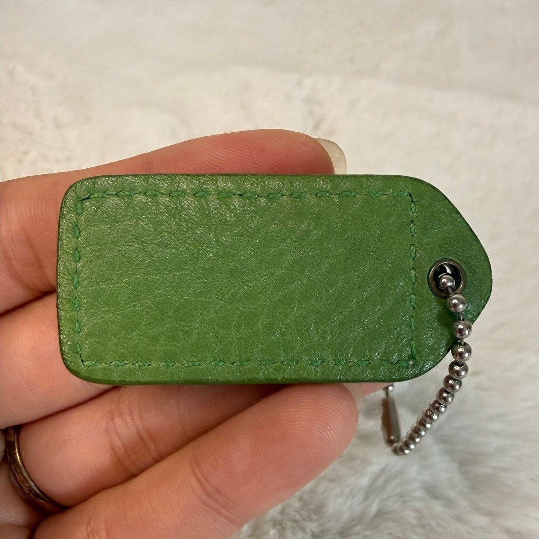 1.5" y2k COACH Green Fob Bag Charm Hang tag Hangtag