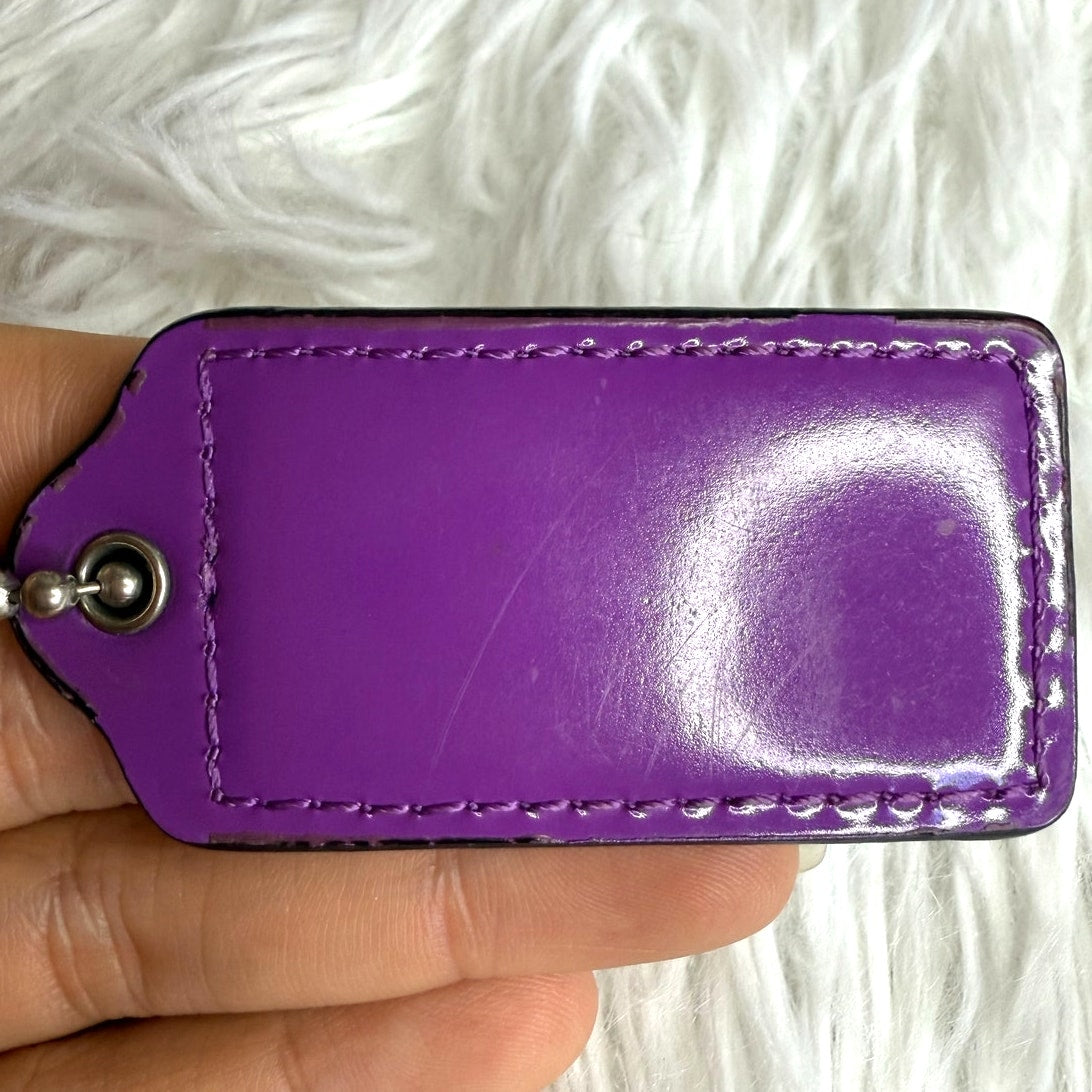 2" COACH Purple Patent Leather Fob Bag Charm Hang tag Hangtag