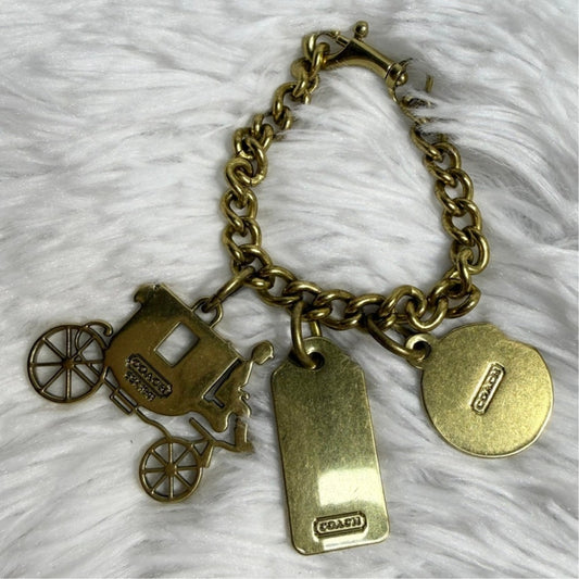 Vintage Coach Metal Horse and Carriage Bag Charm Keychain Key Fob
