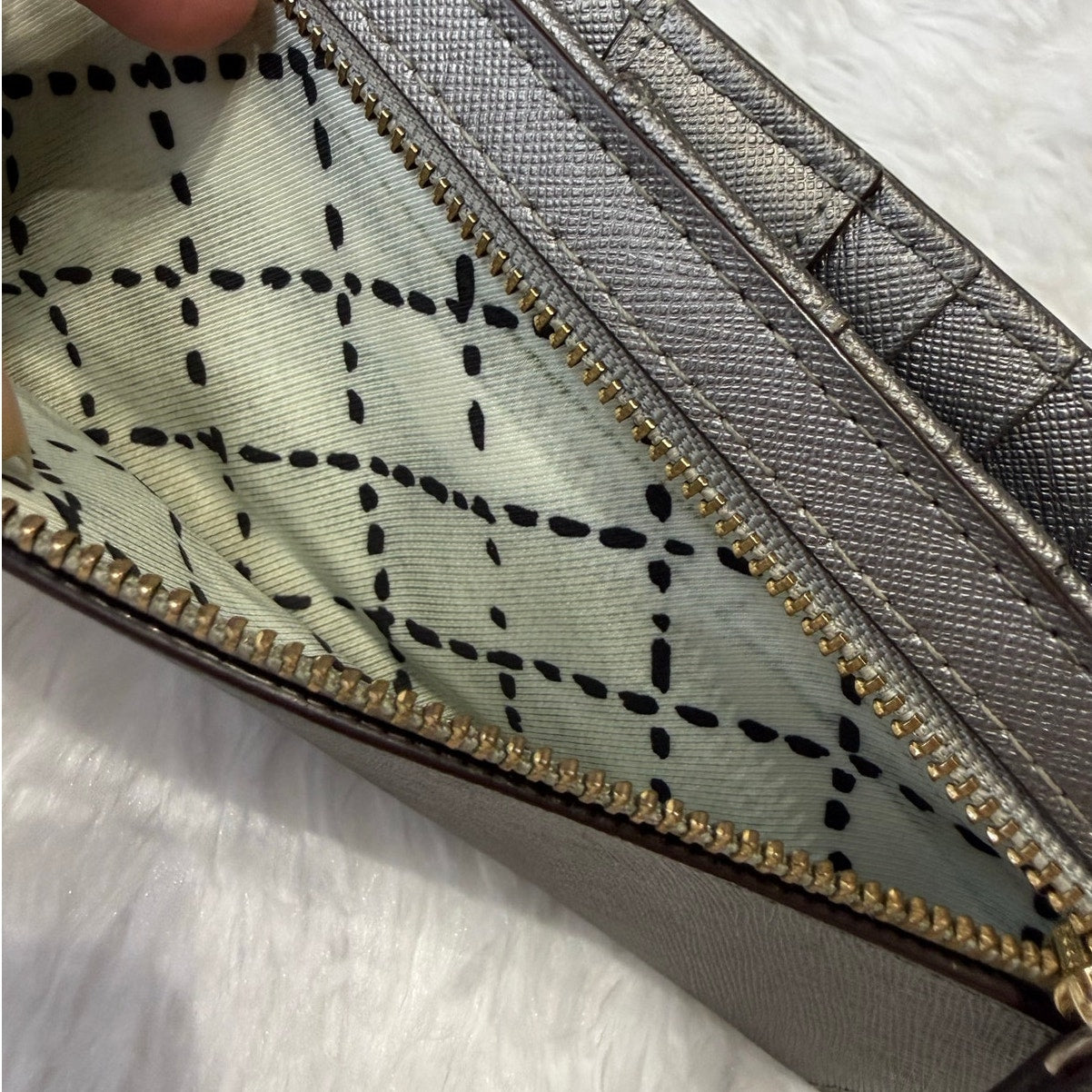 Kate Spade Silver Metallic Bifold Wallet