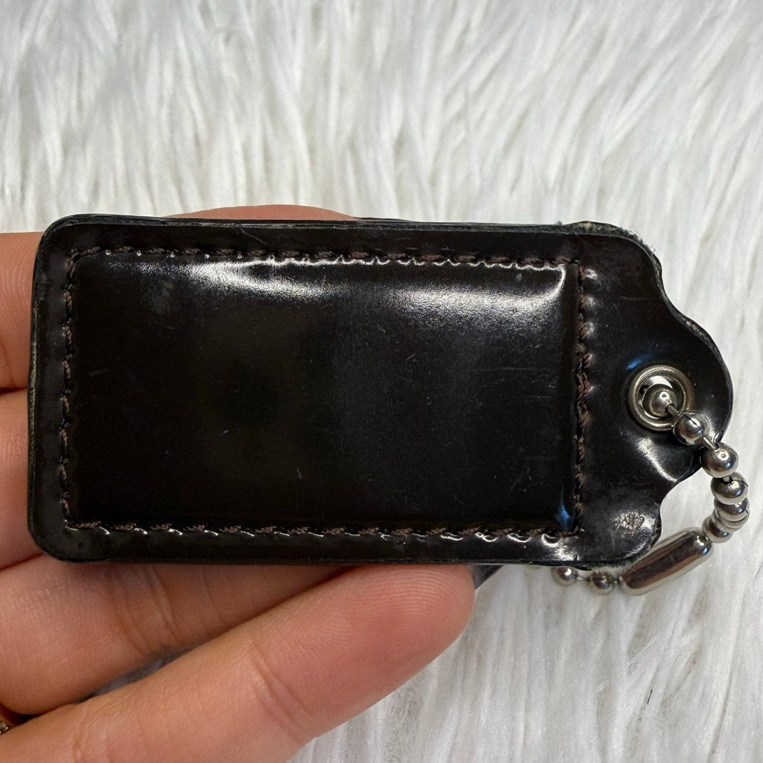 2” COACH Brown Patent Leather Fob Bag Charm Hang tag Hangtag