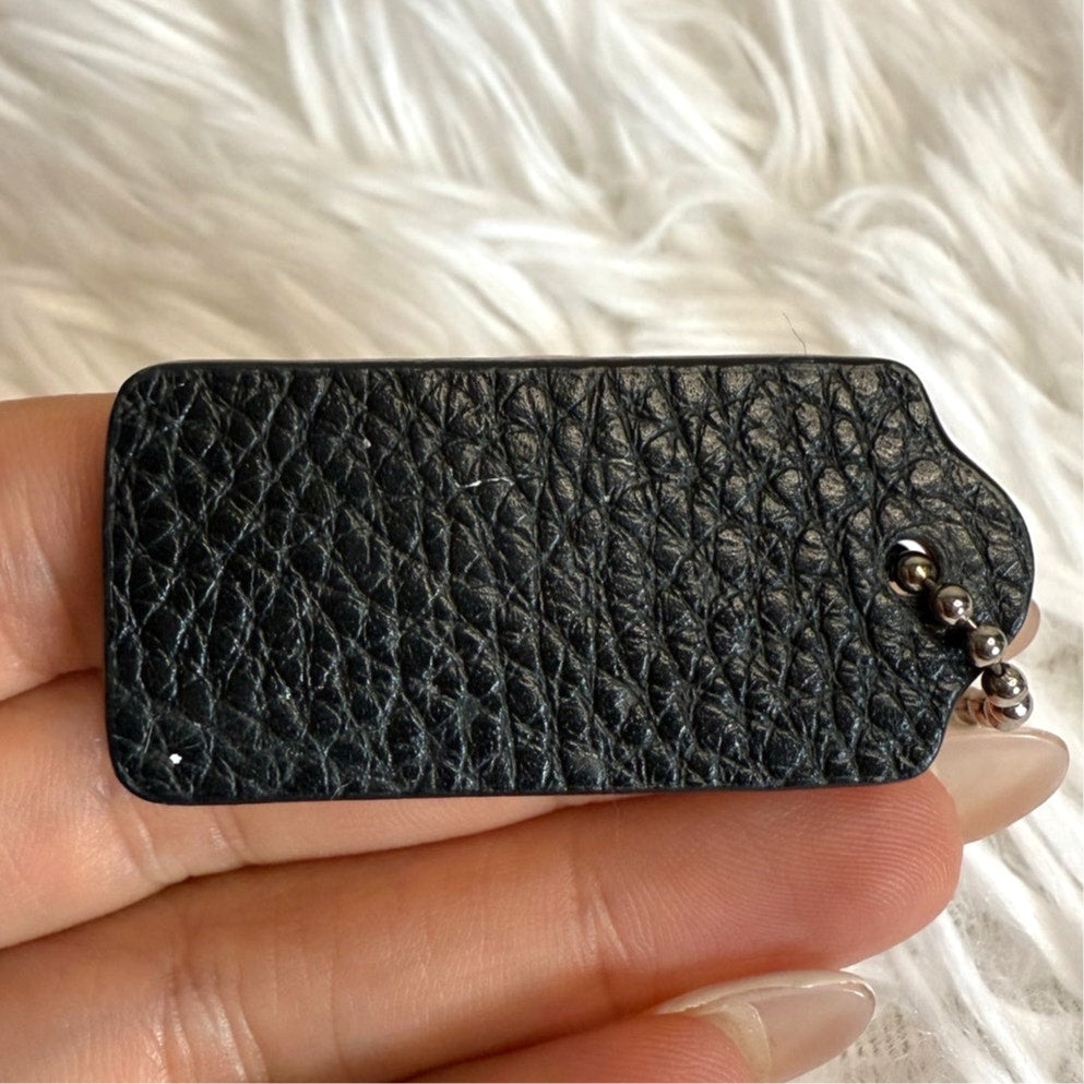 1.5" COACH Black Fob Bag Charm Hang tag Hangtag