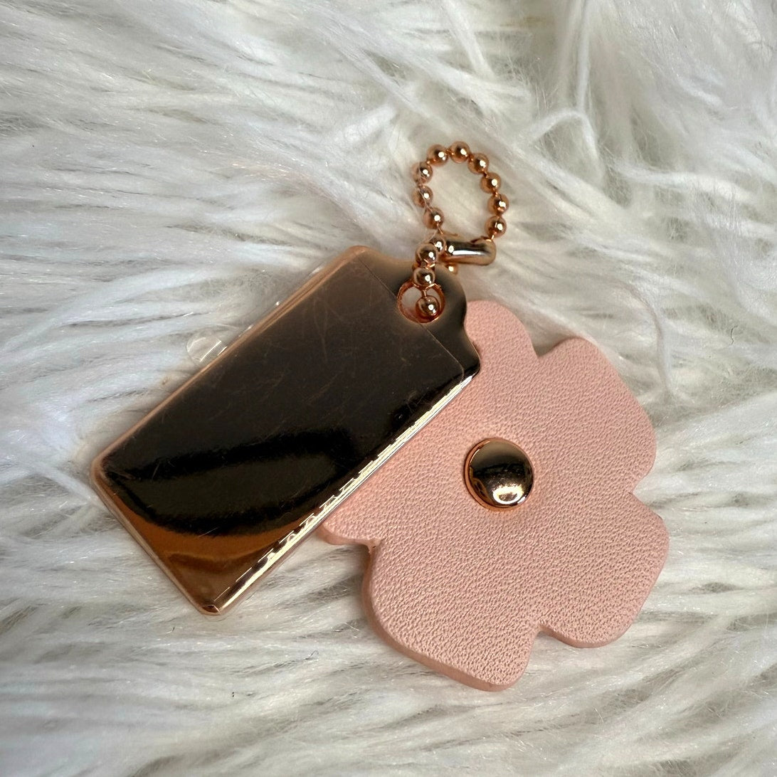 1" COACH Gold Tea Rose Flower Floral Bag Charm Hang Tag