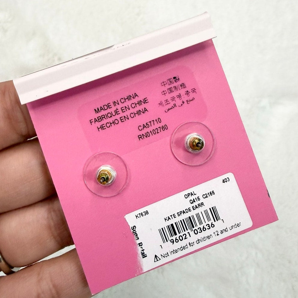 NWT Kate Spade New York Gold Plated Opal Glitter Small Squared Stud Earrings